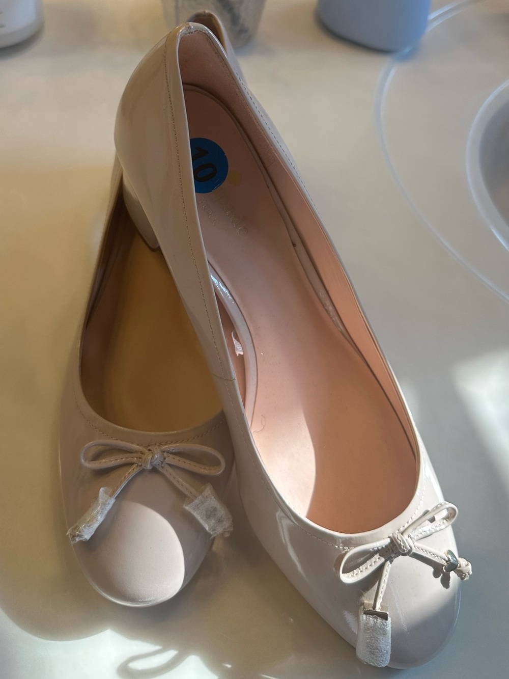 kate spade nude Patent Ballet Pumps with Bow